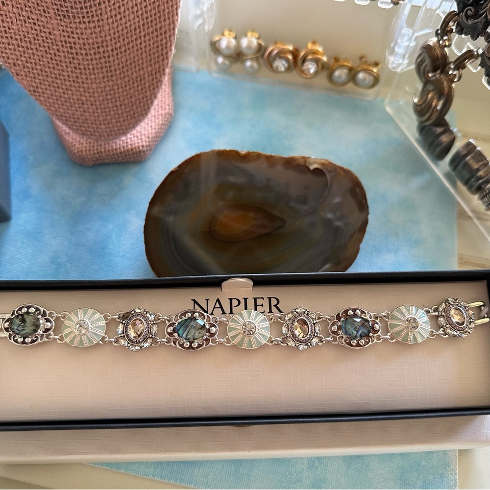 Napier Silver Bracelet with Blue/Green Colors